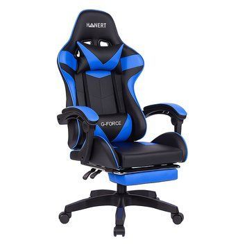 Крісло геймерське G-Force Black/Blue 120 кг з підставкою для ніг &ndash; ергономічне комп'ютерне крісло &mdash; для домашнього кабінету, офісу та геймерського місця 5012 фото