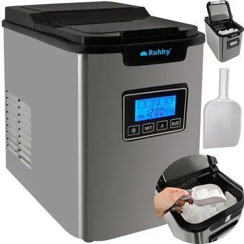 Льодогенератор Ruhhy K5536, 12 кг/24 год, 2,2 л, 120 Вт, домашній генератор льоду з LCD-дисплеєм і самоочищенням K5536 фото