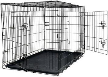 Клітка для тварин Funfit XXXL (122х74х80 см), металева , чорна, транспортна, з висувним піддоном, для собак і котів 3900 фото