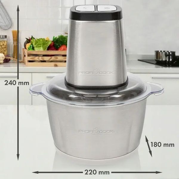 Подрібнювач ProfiCook PC-MZ 1227, 500 Вт, чаша 1,7 л, 2/4 леза, Ice Crush, чопер 2 в 1 PC-MZ 1227 фото