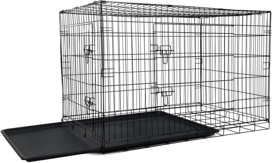 Клітка для тварин Funfit XXXL (122х74х80 см), металева , чорна, транспортна, з висувним піддоном, для собак і котів 3900 фото