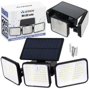 Сонячний садовий світильник 180 LED &mdash; вуличний із датчиком руху та сутінку,Izoxis 24889 &mdash; для саду, подвір&rsquo;я та доріжок 24889 фото