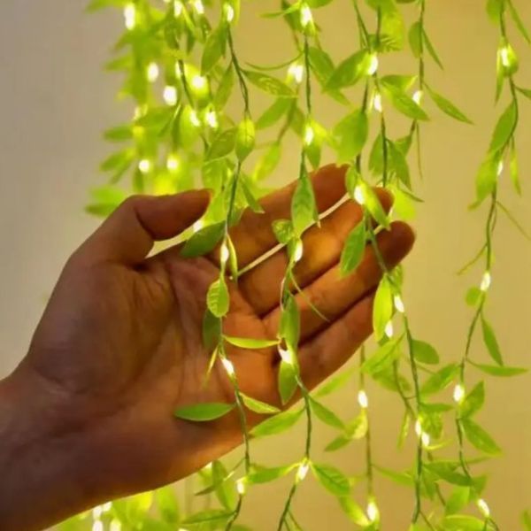 Декоративна гірлянда зелене листя SunLamp 180 Led теплий білий, 3х1м 10 ліній 8 режимів, 220в 99081132 фото