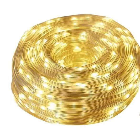 Вулична гірлянда великі краплі роси 50м. 500led теплий колір на сонячній батареї з пультом дистанційного керування 14148571 фото