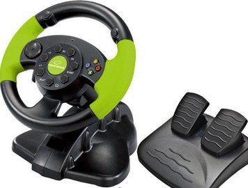 Ігровий кермо з вібраціями, джойстик з педалями! PC PS3 XBOX 360 USB EG104 фото