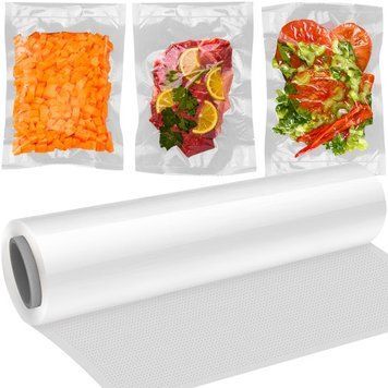Плівка для вакууматора Ruhhy 10313, рулон 28&times;600 см, рифлена, пакет-рукав для вакуумного пакування продуктів 10313 фото