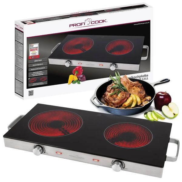 Інфрачервона двокомфоркова плита Profi Cook PC-DKP 1211 (2800 Вт, кераміка, Німеччина) 90273 фото