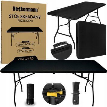 Стіл складаний переносний Heckermann 180х74х74 Black (XJM-Z180) Hnrt_4512 фото