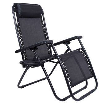 Крісло-шезлонг Lounge Zero Gravity Black Розкладне крісло для відпочинку Садовий шезлонг антигравітаційний 5118 фото