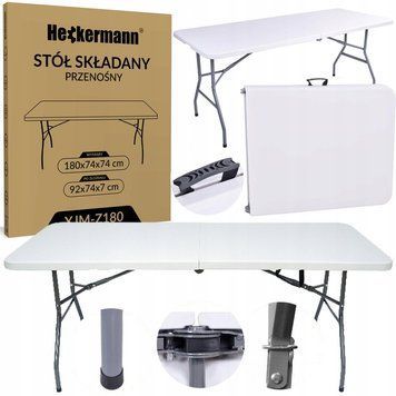 Стіл складаний переносний Heckermann 180х74х74 White (XJM-Z180) Hnrt_4513 фото