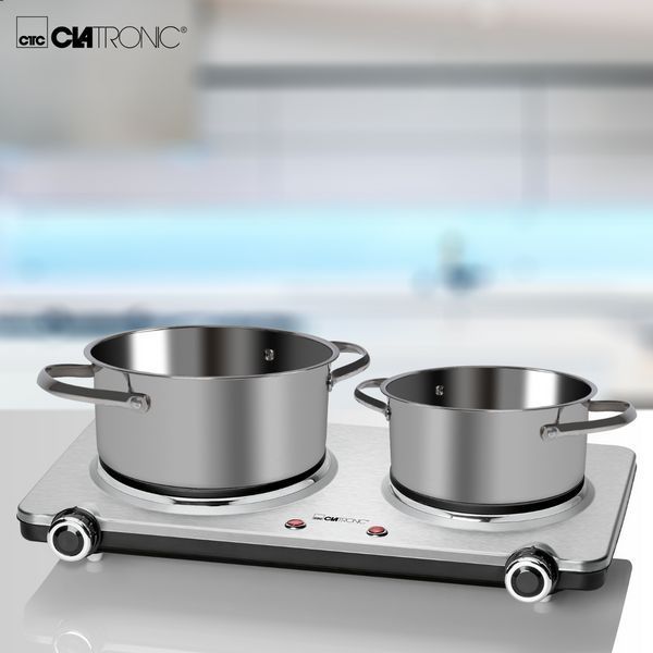 Електрична плита Clatronic подвійна конфорка з нержавіючої сталі DKP 3668 E DKP 3668 E фото