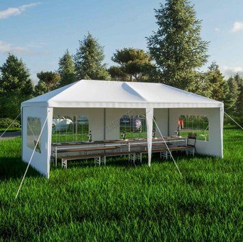 Альтанка з 6 боковими стінками 4 вікна 3x6 м Gazebo White 45348827 фото
