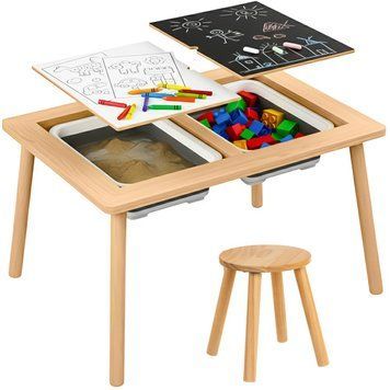 Дитячий сенсорний столик з кріслом Kruzzel 26366 &mdash; навчальний стіл Montessori для піску та води (3+) 26366 фото