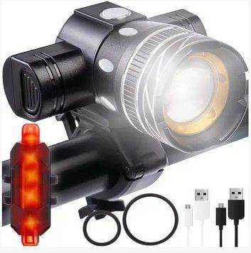 СВІТОДІОДНИЙ ВЕЛОСИПЕДНИЙ ФАР CREE XM-L T6 USB + ЗАДНЯ ФАРАTrizand 18669 18669 фото