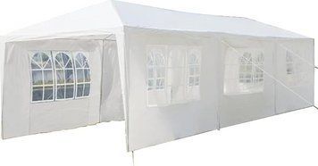 Gazebo white Вулична альтанка-намет 3x9 м з бічними панелями - міцна альтанка-укриття для весілля, патіо, 21438944 фото