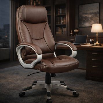 Офісне крісло Comfortum 120 кг екошкіра Brown 5052 комп'ютерне крісло з механізмом гойдання &mdash; для домашнього кабінету, офісу та геймерського місця 5052 фото